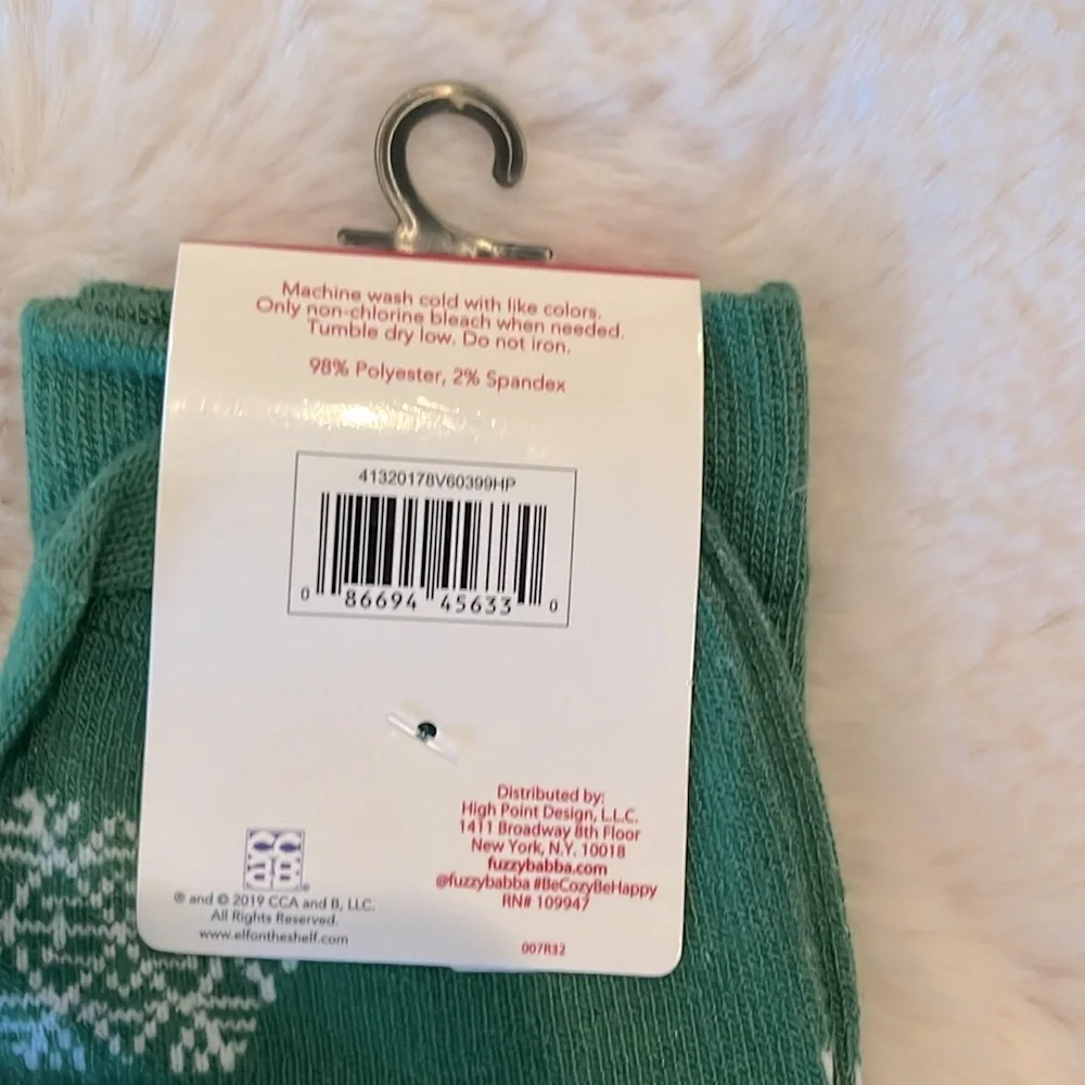 African American The Elf On The Shelf Green Christmas Holiday Crew Socks